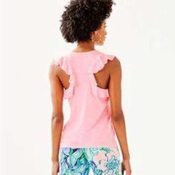 EUC Lilly Pulitzer White Ruffle Sleeve Top - Picture 6 of 6